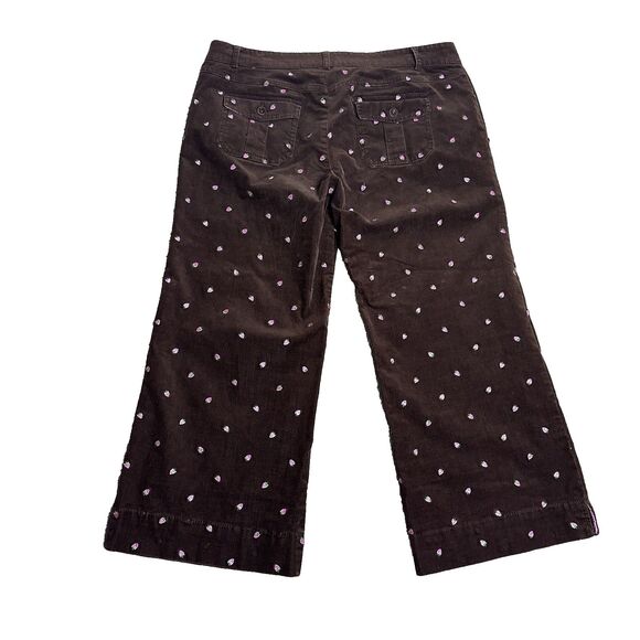 Lilly Pulitzer Brown Corduroy Strawberry Pants Size 8 Cropped Preppy‎ Wide Leg - Picture 2 of 16